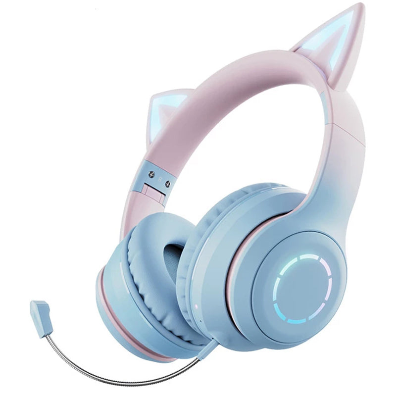 BT029C Bluetooth Wireless Headset with Detachable Mic RGB LED Adjustable Head-Mount Earphones Kids Stereo Music Cat Ear Folding Headphones BT029C Bluetooth Wireless Headset with Detachable Mic RGB LED Adjustable Head-Mount Earphones Kids Stereo Music Cat Ear Folding Headphones